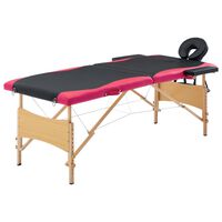 vidaXL Camilla de masaje plegable 2 zonas madera negro y rosa