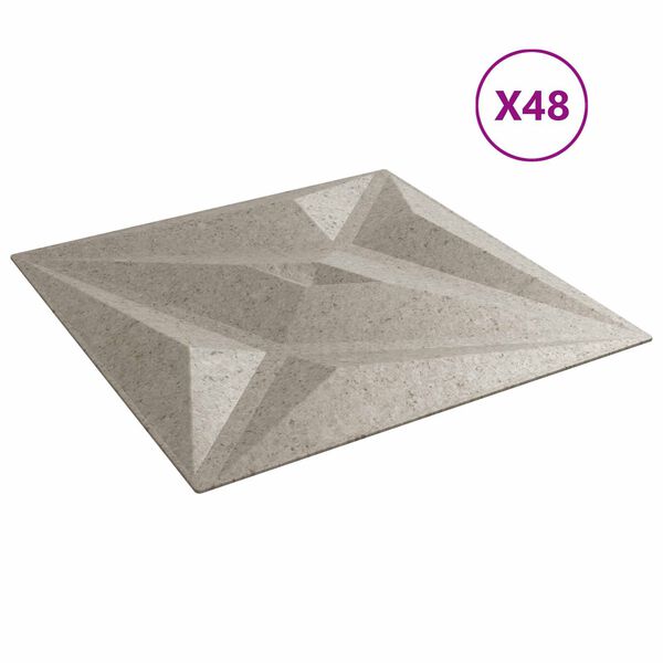 vidaXL Paneles de pared 48 pcs Bet&oacute;n Estrella 50 x 50 cm Espuma XPS