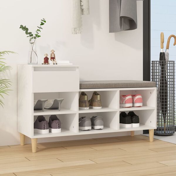 vidaXL Mueble zapatero madera contrachapada blanco 102x36x60 cm