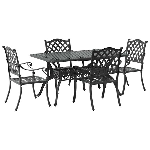 vidaXL Conjunto de Comedor de Jard&iacute;n 5 pcs Negro Aluminio