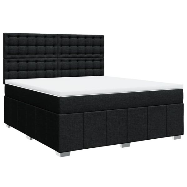 vidaXL Cama box spring con colch&oacute;n tela negro 180x200 cm