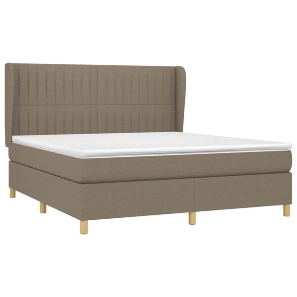 vidaXL Cama box spring con colch&oacute;n tela gris taupe 180x200 cm