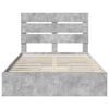 vidaXL Cama con almacenamiento con cabecera Gris Concreto 135 x 190 cm