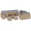 vidaXL Conjunto de sof&aacute;s de jard&iacute;n 14 pcs Beige rat&aacute;n sint&eacute;tico