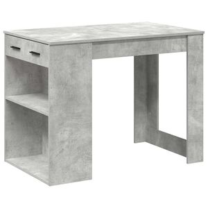 vidaXL Escritorio con caj&oacute;n estante madera contrachapada gris hormig&oacute;n