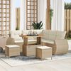 vidaXL Conjunto de sof&aacute;s de jard&iacute;n 8 pcs Beige rat&aacute;n sint&eacute;tico