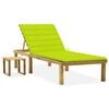 vidaXL Tumbona de jard&iacute;n con mesa y coj&iacute;n de madera de pino impregnada