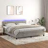 vidaXL Cama box spring colch&oacute;n y LED terciopelo gris claro 160x200 cm
