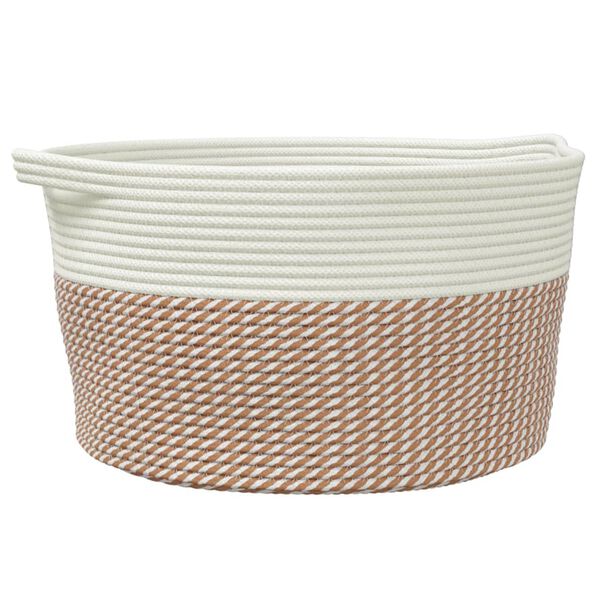 vidaXL Cesta de almacenaje algod&oacute;n marr&oacute;n y blanco &Oslash;40x25 cm