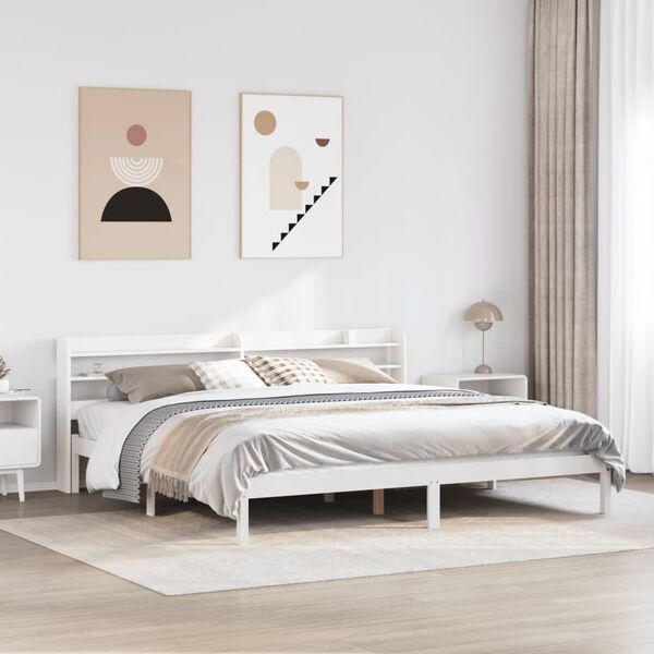 vidaXL Estructura de cama sin colch&oacute;n madera maciza blanca 200x200 cm