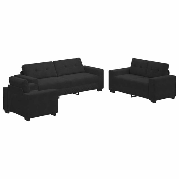 vidaXL Juego de Sof&aacute; 3 pcs Negro Terciopelo