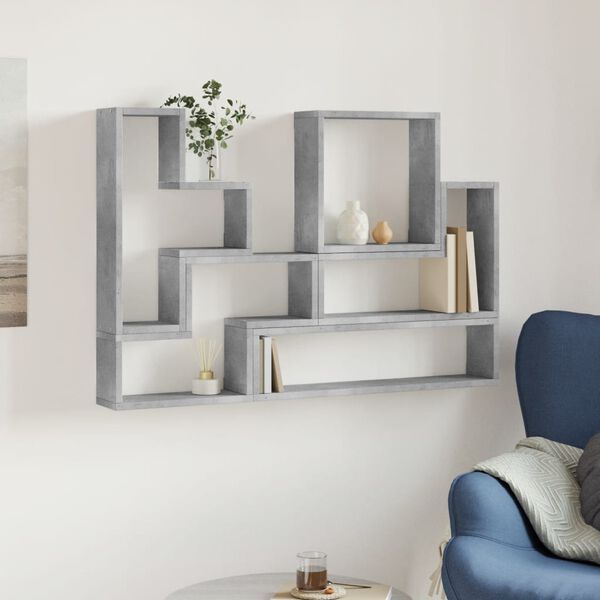 vidaXL Estanter&iacute;a de pared madera ingenier&iacute;a gris hormig&oacute;n 96x12x64 cm