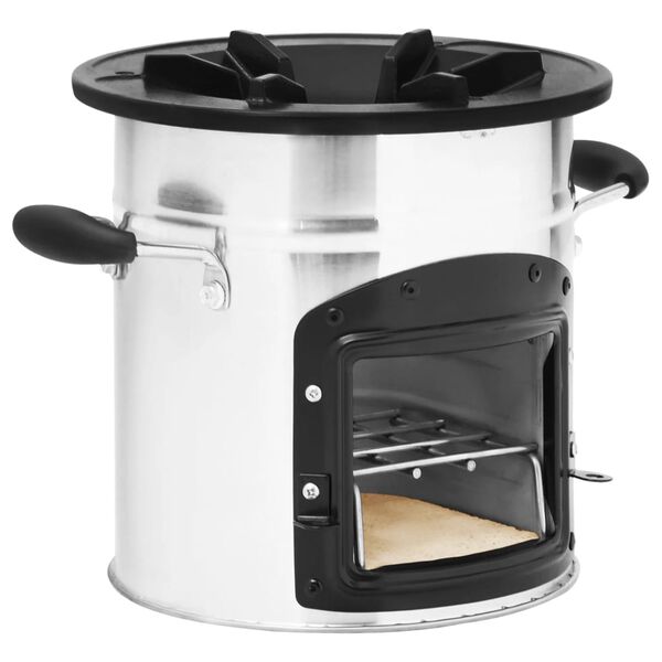 vidaXL Cocina leña camping acero inoxidable plateado 45,5x33x25,5 cm
