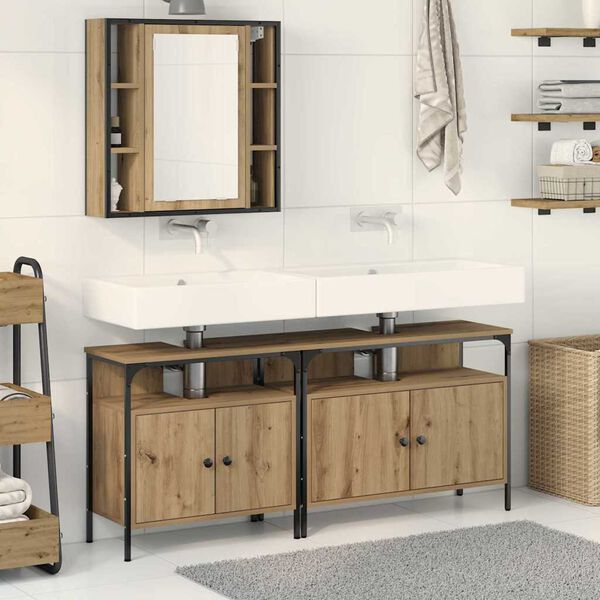 vidaXL Unidades de Tocador de Ba&ntilde;o 3 pcs Marr&oacute;n Madera contrachapada