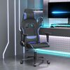 vidaXL Silla gaming de masaje tela negro y azul
