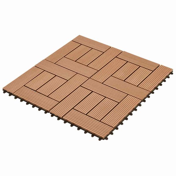 vidaXL Tile de Decking 11 pcs Marr&oacute;n 30 x 30 cm WPC