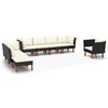 vidaXL Set muebles de jard&iacute;n 9 pzas rat&aacute;n sint&eacute;tico eucalipto negro