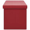 vidaXL Banco con almacenaje plegable rojo vino tinto PVC