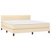 vidaXL Cama box spring colch&oacute;n y luces LED tela crema 180x200 cm