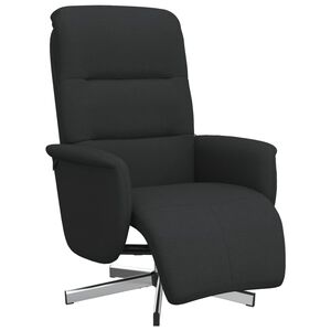 vidaXL Sill&oacute;n reclinable con reposapi&eacute;s tela negra