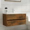 vidaXL Mueble lavabo madera contrachapada roble ahumado 90x38,5x45cm