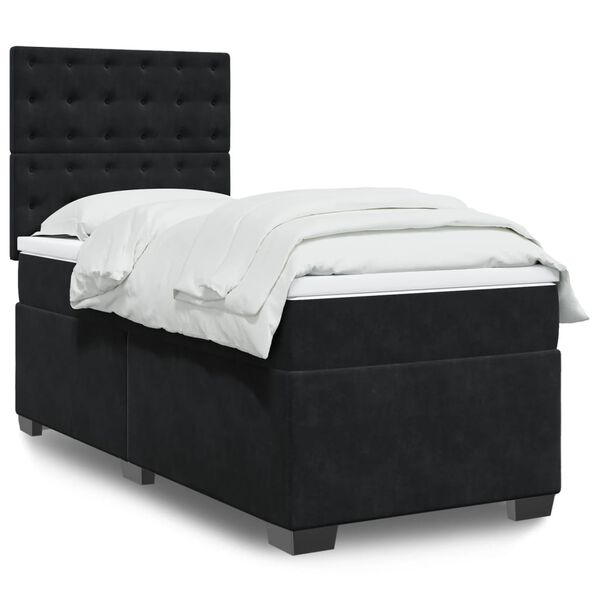 vidaXL Cama box spring con colch&oacute;n terciopelo negro 100x200 cm
