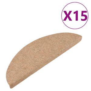 vidaXL Alfombrilla autoadhesiva de escalera 15 uds beige 56x17x3 cm