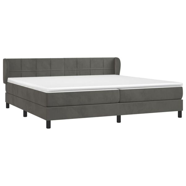 vidaXL Cama box spring con colch&oacute;n terciopelo gris oscuro 200x200 cm