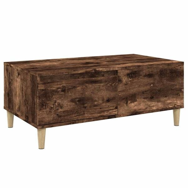 vidaXL Mesa de centro madera contrachapada roble ahumado 90x50x36,5 cm
