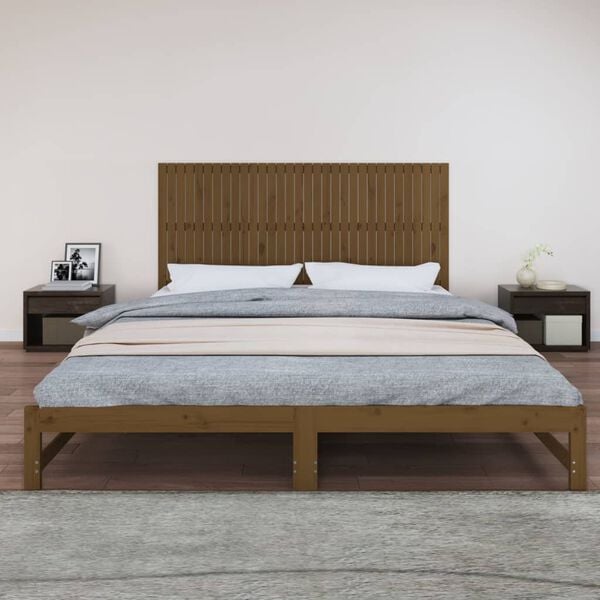 vidaXL Cabecero cama pared madera maciza pino marr&oacute;n miel 204x3x90 cm