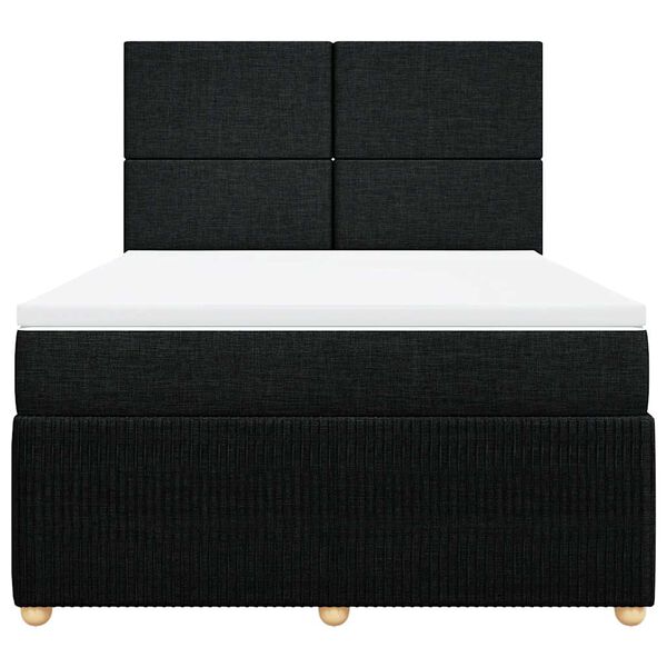 vidaXL Cama box spring con colch&oacute;n tela negro 140x200 cm