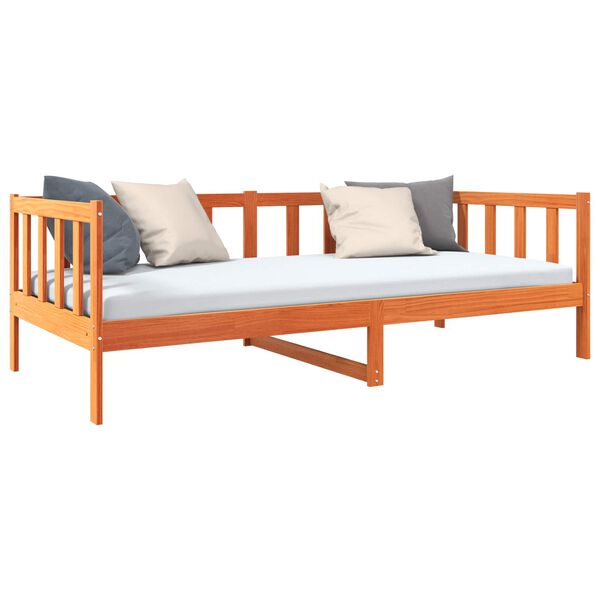 vidaXL Estructura de cama con cabecera Marr&oacute;n cera 90 x 190 cm
