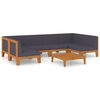 vidaXL Juego muebles de jard&iacute;n y cojines 7 pzas madera maciza acacia