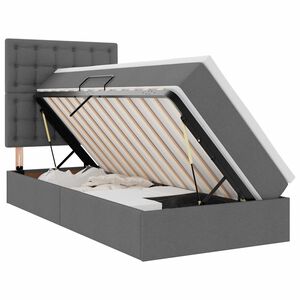 vidaXL Cama con almacenamiento y LED Gris oscuro 90 x 200 cm Poli&eacute;ster