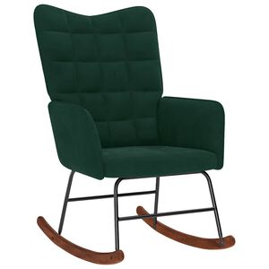 vidaXL Silla mecedora de terciopelo verde oscuro