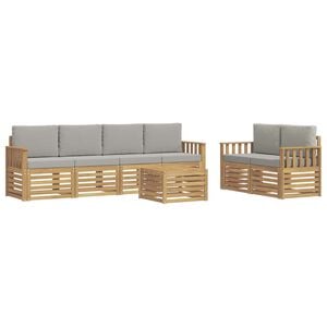 vidaXL Conjunto de sof&aacute;s de exterior 7 uds. Blanco y Gris Claro