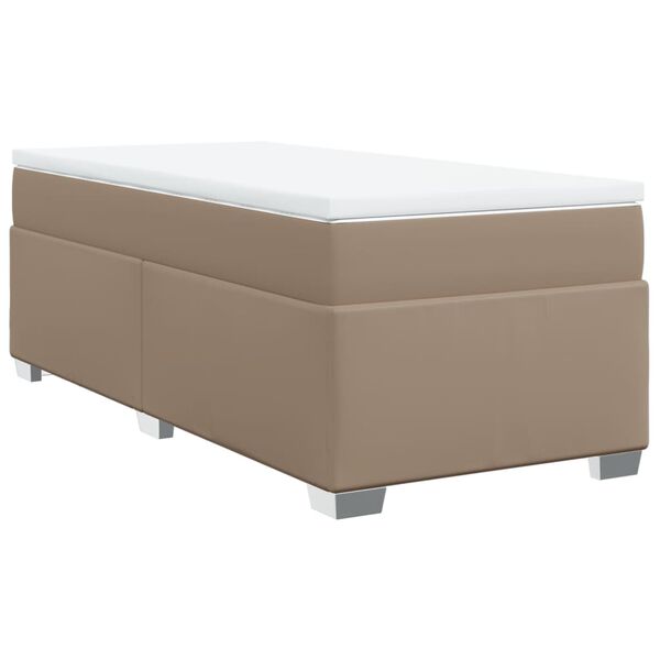 vidaXL Cama box spring con colch&oacute;n cuero sint&eacute;tico capuchino 100x200cm