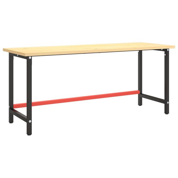 vidaXL Estructura banco de trabajo metal negro y rojo mate 180x57x79cm