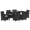 vidaXL Conjunto de Comedor de Jard&iacute;n 7 pcs Negro rat&aacute;n sint&eacute;tico
