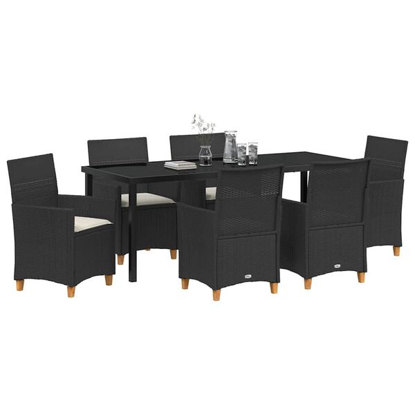 vidaXL Conjunto de Comedor de Jard&iacute;n 7 pcs Negro rat&aacute;n sint&eacute;tico
