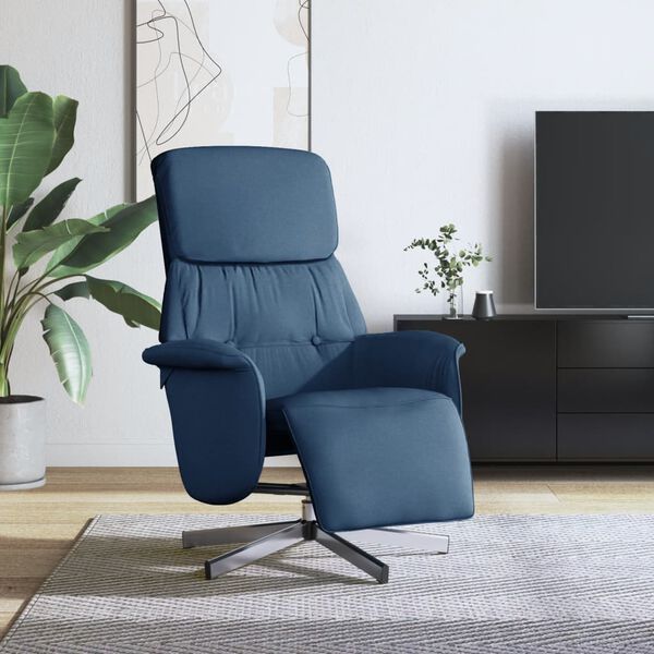 vidaXL Sill&oacute;n reclinable con reposapi&eacute;s tela azul