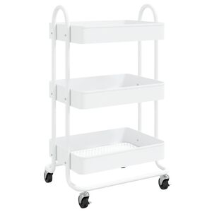 vidaXL Carrito de cocina 3 niveles acero blanco 43x34x79 cm