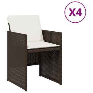 vidaXL Sillas de jard&iacute;n con cojines 4 unidades rat&aacute;n sint&eacute;tico marr&oacute;n