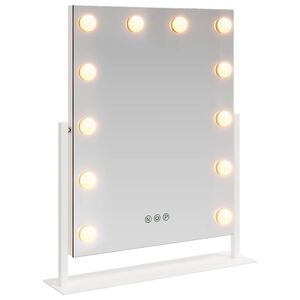 vidaXL Espejo LED para Tocador Blanco 44 x 10 x 53 cm Vidrio y acero