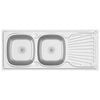 vidaXL Fregadero de cocina doble seno acero inoxidable 1200x500x155 mm