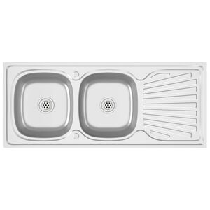 vidaXL Fregadero de cocina doble seno acero inoxidable 1200x500x155 mm