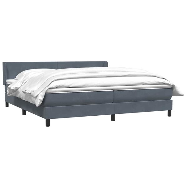 vidaXL Cama box spring con colch&oacute;n terciopelo gris oscuro 180x220 cm