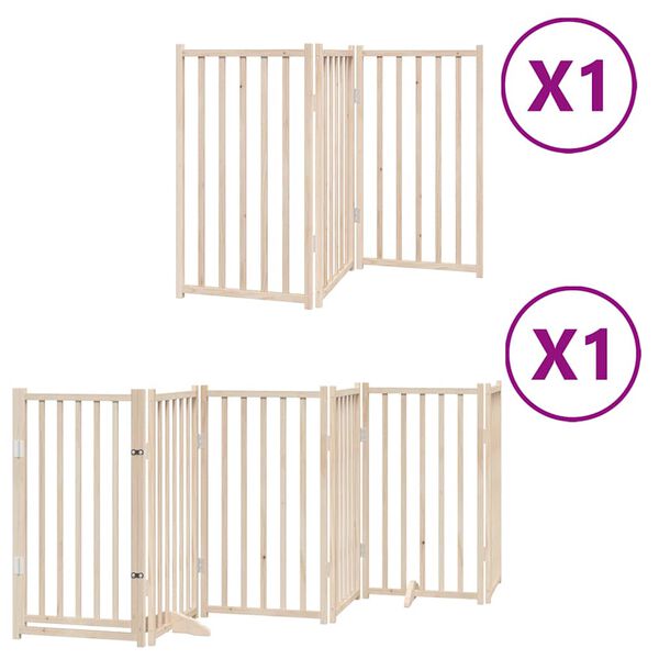 vidaXL Puerta para perros plegable 9 paneles madera de &aacute;lamo 450 cm