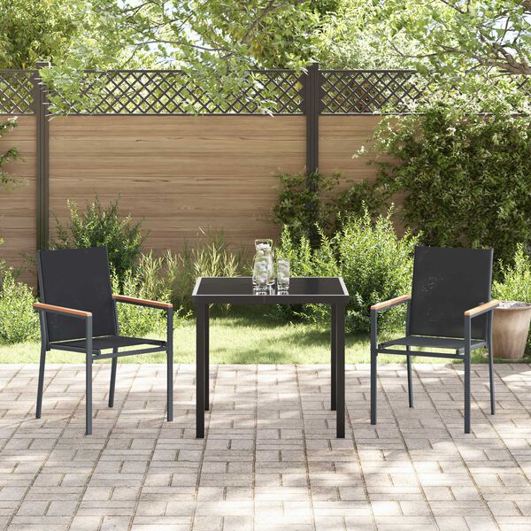 vidaXL Conjunto de Comedor de Jard&iacute;n 3 pcs Negro