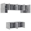 vidaXL Muebles de TV de pared 6 pzas madera ingenier&iacute;a gris hormig&oacute;n